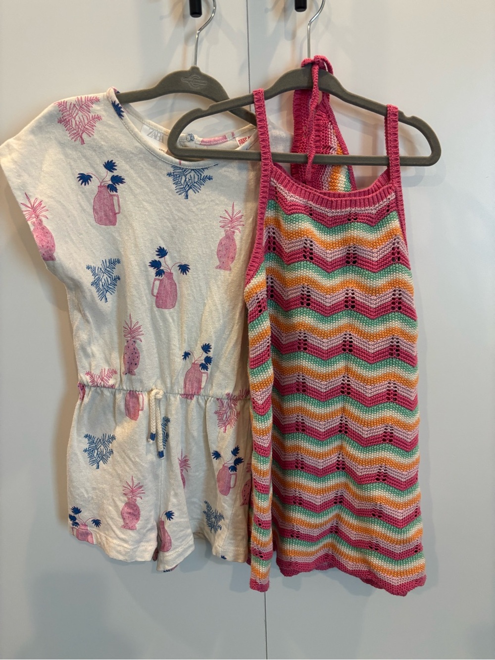 Zara Girls Romper & Multicolor Crochet Dress with Headscarf